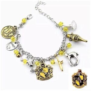 Harry Potter Hufflepuff Charm Bracelet Silver Tone